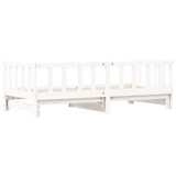 Slaapbank met onderschuifbed 90x200 cm massief grenenhout wit