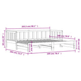 Slaapbank met onderschuifbed 90x200 cm massief grenenhout wit