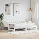 Slaapbank met onderschuifbed 90x200 cm massief grenenhout wit