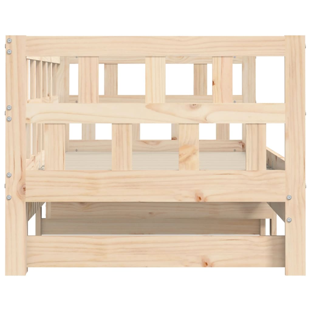 Slaapbank met onderschuifbed 80x200 cm massief grenenhout