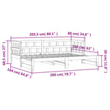 Slaapbank met onderschuifbed 80x200 cm massief grenenhout