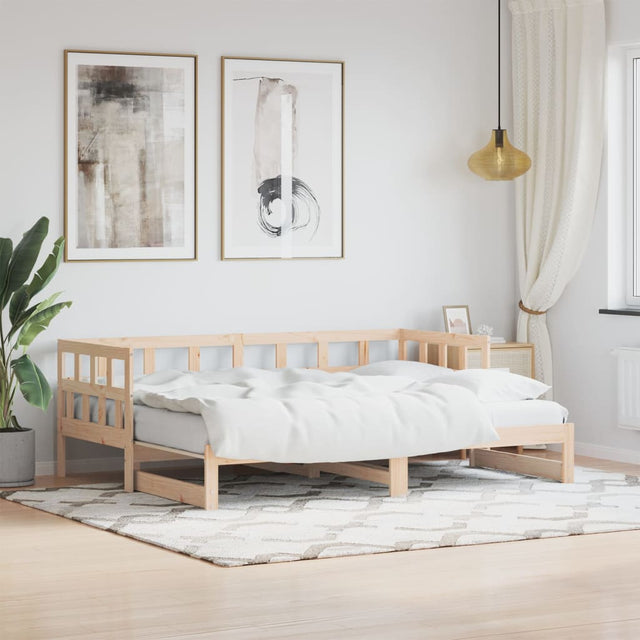 Slaapbank met onderschuifbed 80x200 cm massief grenenhout