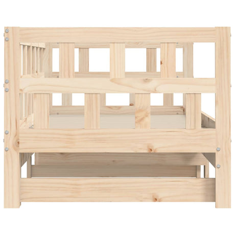 Slaapbank met onderschuifbed 90x190 cm massief grenenhout