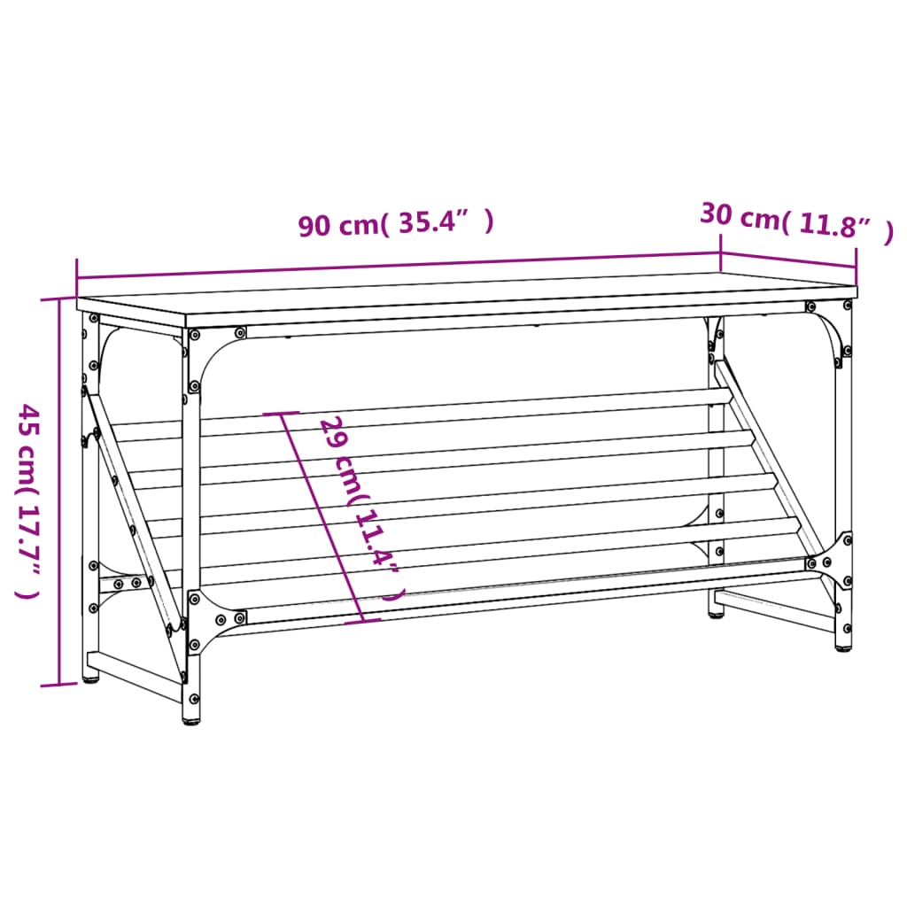 Schoenenrek 90x30x45 cm bewerkt hout zwart