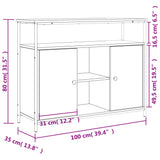 Dressoir 100x35x80 cm bewerkt hout zwart