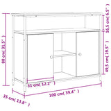 Dressoir 100x35x80 cm bewerkt hout sonoma eikenkleurig