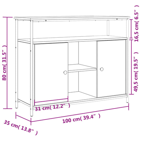 Dressoir 100x35x80 cm bewerkt hout sonoma eikenkleurig