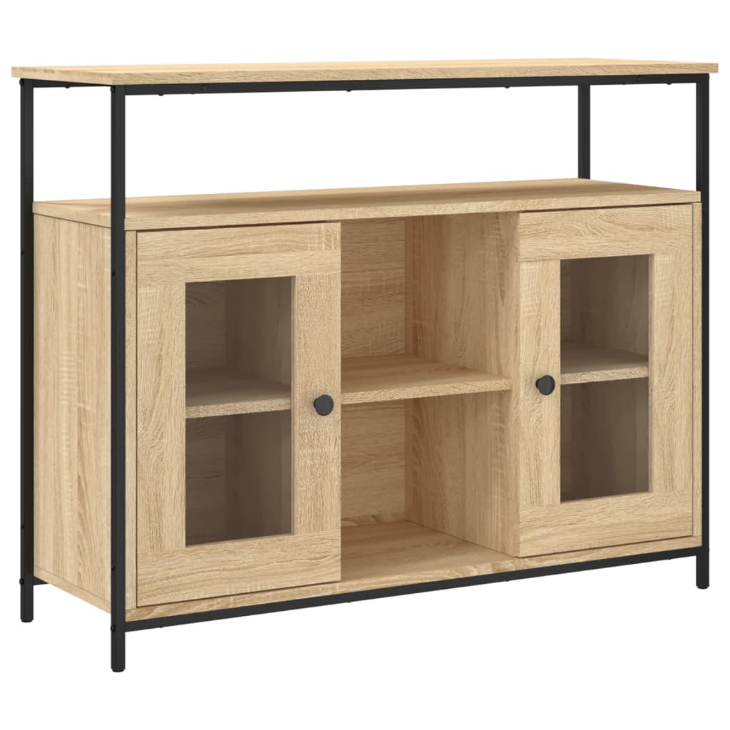 Dressoir 100x35x80 cm bewerkt hout sonoma eikenkleurig