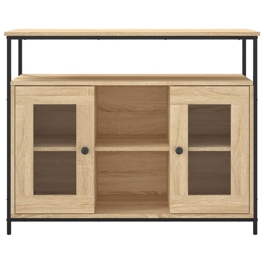 Dressoir 100x35x80 cm bewerkt hout sonoma eikenkleurig