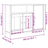 Dressoir 100x35x75 cm bewerkt hout grijs sonoma