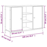 Dressoir 100x35x70 cm bewerkt hout bruin eikenkleur