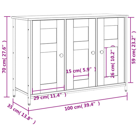 Dressoir 100x35x70 cm bewerkt hout sonoma eikenkleurig