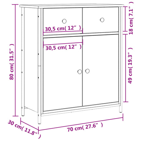 Dressoir 70x30x80 cm bewerkt hout zwart - AllerleiShop