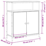 Dressoir 70x30x80 cm bewerkt hout sonoma eikenkleurig