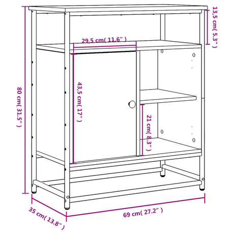 Dressoir 69x35x80 cm bewerkt hout zwart