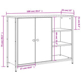 Dressoir 100x33x75 cm bewerkt hout gerookt eikenkleurig