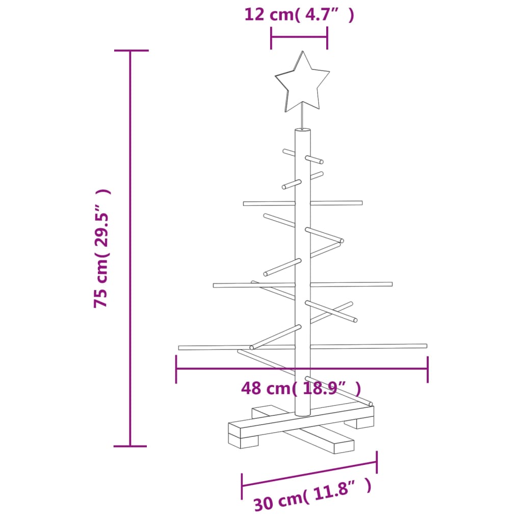 Kerstdecoratie kerstboom 75 cm massief grenenhout - AllerleiShop