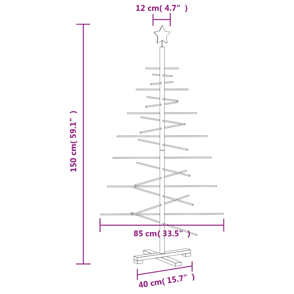 Kerstdecoratie kerstboom 150 cm massief grenenhout - AllerleiShop