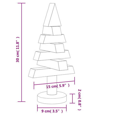 Kerstdecoraties kerstboom 2 st 30 cm massief grenenhout - AllerleiShop