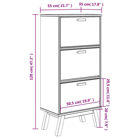 Schoenenkast OLDEN 55x35x120 cm grenenhout bruin - AllerleiShop