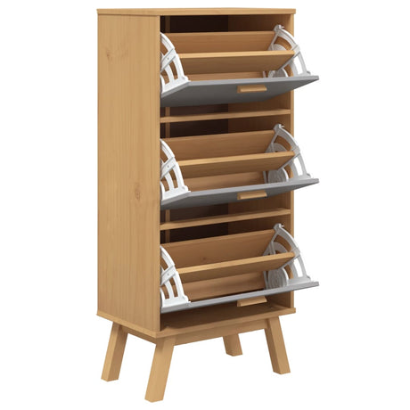 Schoenenkast OLDEN 55x35x120 cm grenenhout grijs en bruin - AllerleiShop