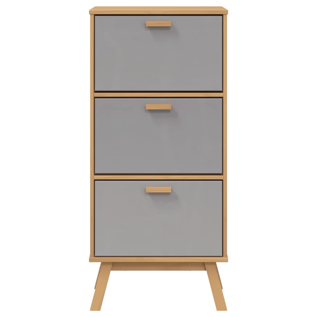 Schoenenkast OLDEN 55x35x120 cm grenenhout grijs en bruin - AllerleiShop