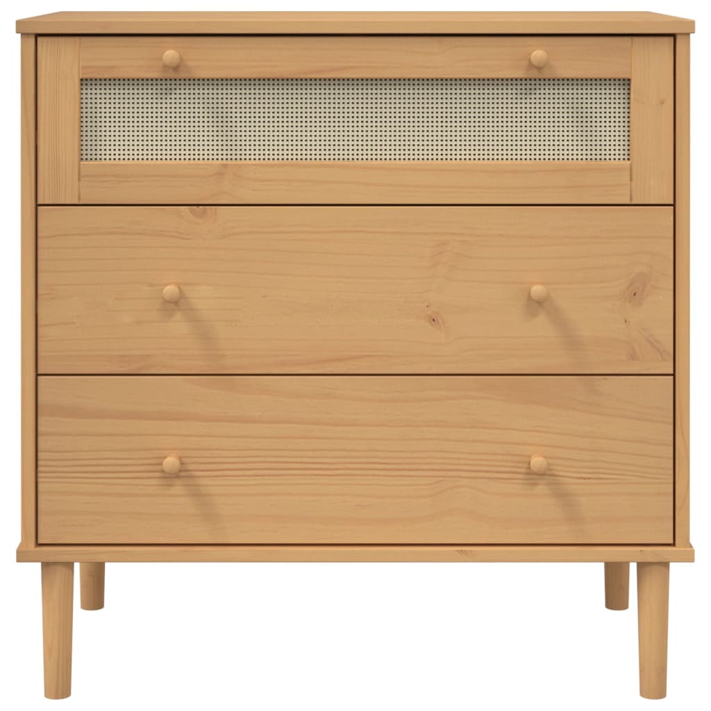 Ladekast SENJA rattan-look 80x40x80 cm massief grenenhout bruin - AllerleiShop