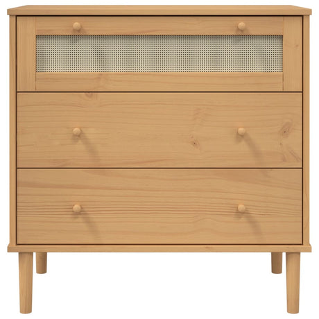 Ladekast SENJA rattan-look 80x40x80 cm massief grenenhout bruin - AllerleiShop