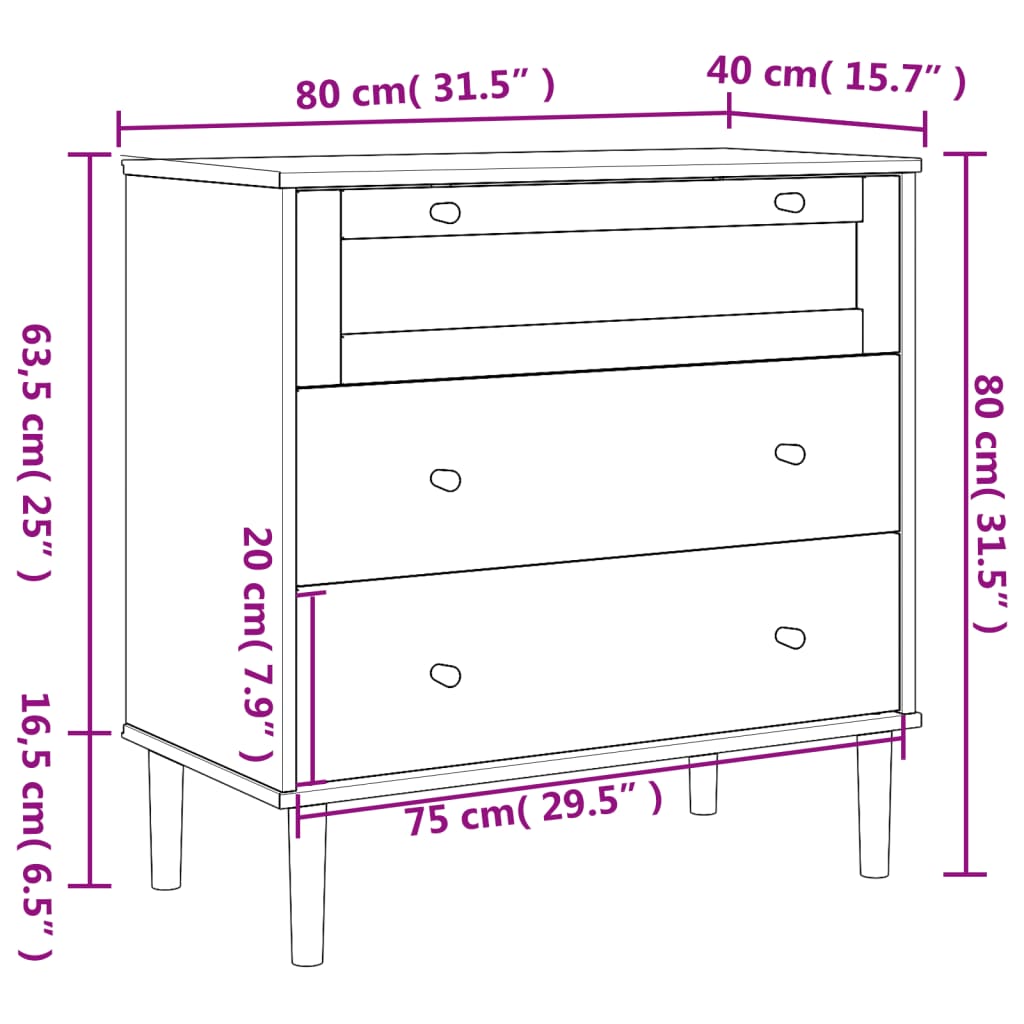 Ladekast SENJA rattan-look 80x40x80 cm massief grenenhout bruin - AllerleiShop