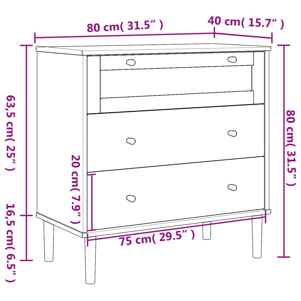 Ladekast SENJA rattan-look 80x40x80 cm massief grenenhout wit - AllerleiShop