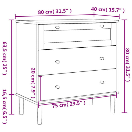 Ladekast SENJA rattan-look 80x40x80 cm massief grenenhout wit - AllerleiShop