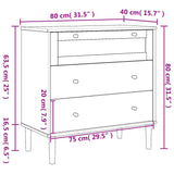 Ladekast SENJA rattan-look 80x40x80 cm massief grenenhout zwart - AllerleiShop