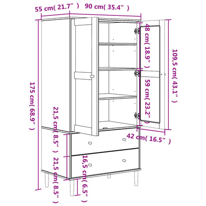 Kledingkast SENJA 90x55x175 cm rattan look grenenhout bruin - AllerleiShop