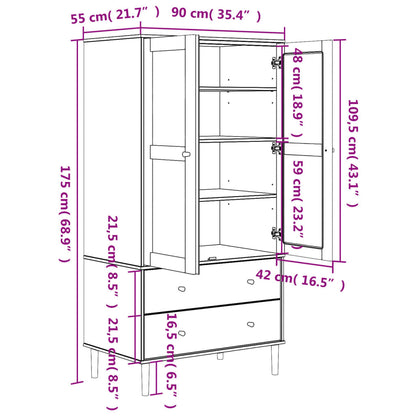 Kledingkast SENJA 90x55x175 cm rattan look grenenhout wit - AllerleiShop