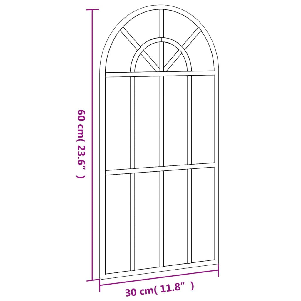 Wandspiegel boog 30x60 cm ijzer zwart - AllerleiShop