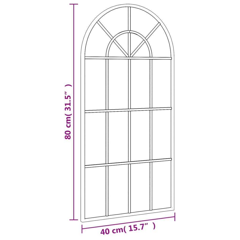 Wandspiegel boog 40x80 cm ijzer zwart - AllerleiShop