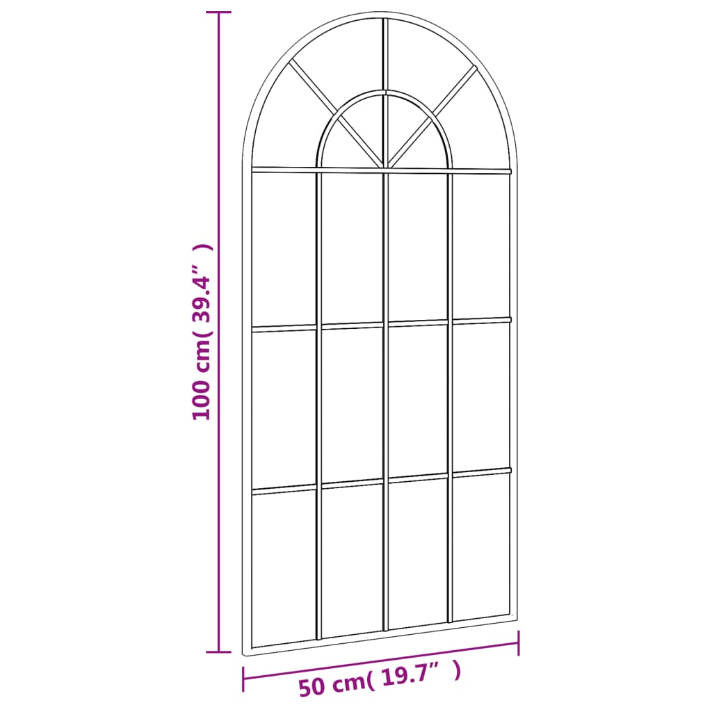 Wandspiegel boog 50x100 cm ijzer zwart - AllerleiShop