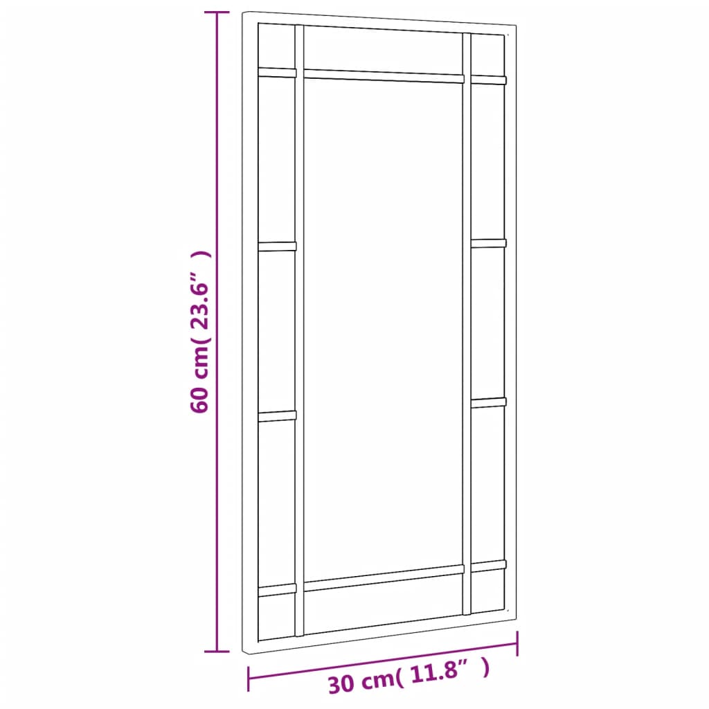 Wandspiegel rechthoekig 30x60 cm ijzer zwart - AllerleiShop