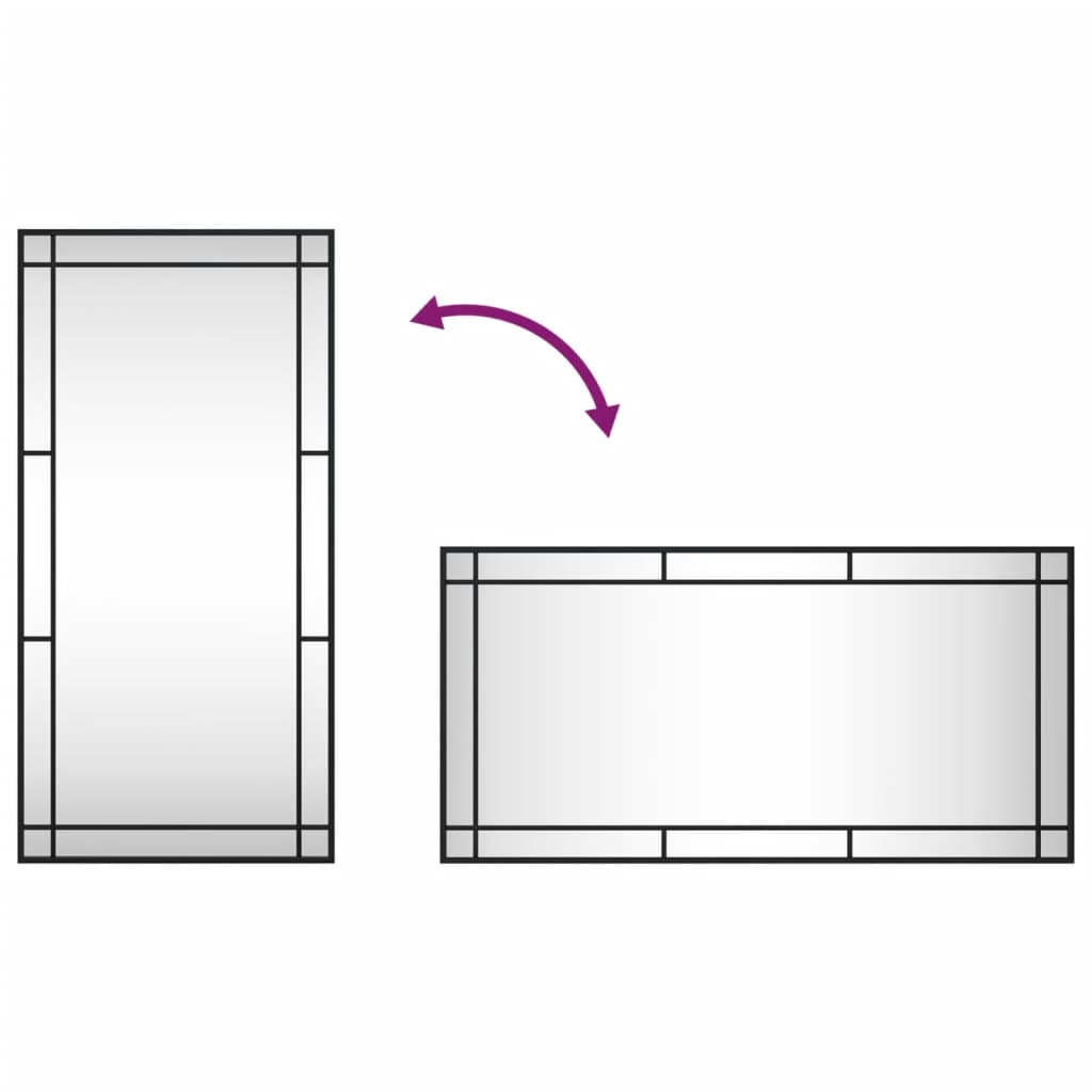 Wandspiegel rechthoekig 50x100 cm ijzer zwart - AllerleiShop