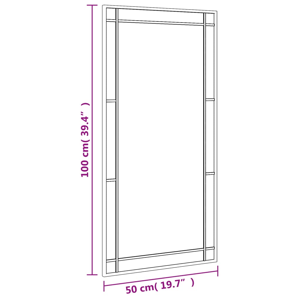 Wandspiegel rechthoekig 50x100 cm ijzer zwart - AllerleiShop