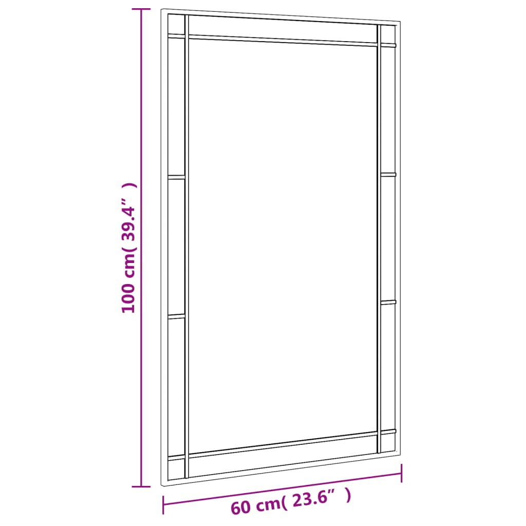 Wandspiegel rechthoekig 60x100 cm ijzer zwart - AllerleiShop