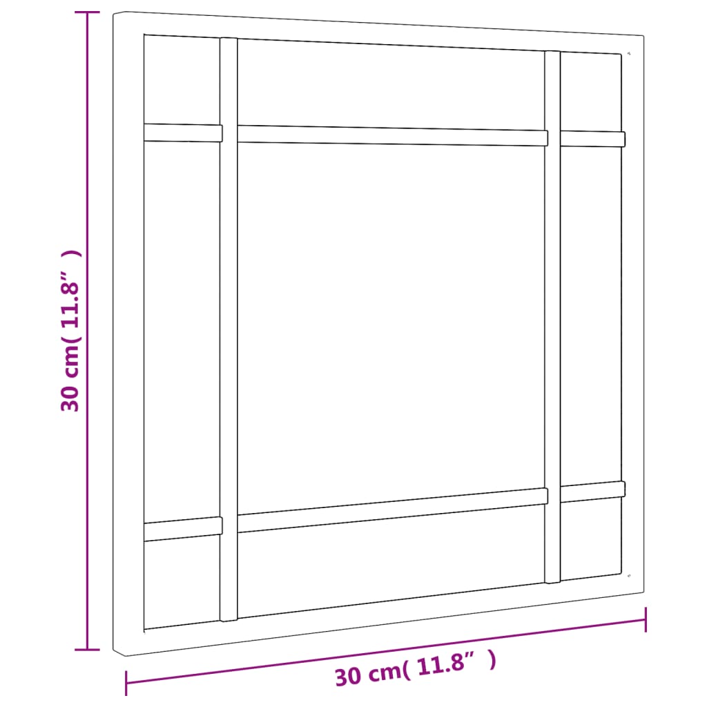 Wandspiegel vierkant 30x30 cm ijzer zwart - AllerleiShop