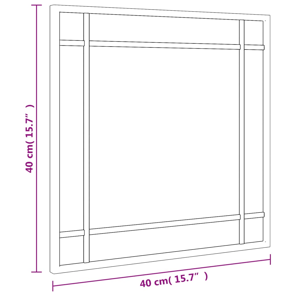 Wandspiegel vierkant 40x40 cm ijzer zwart - AllerleiShop