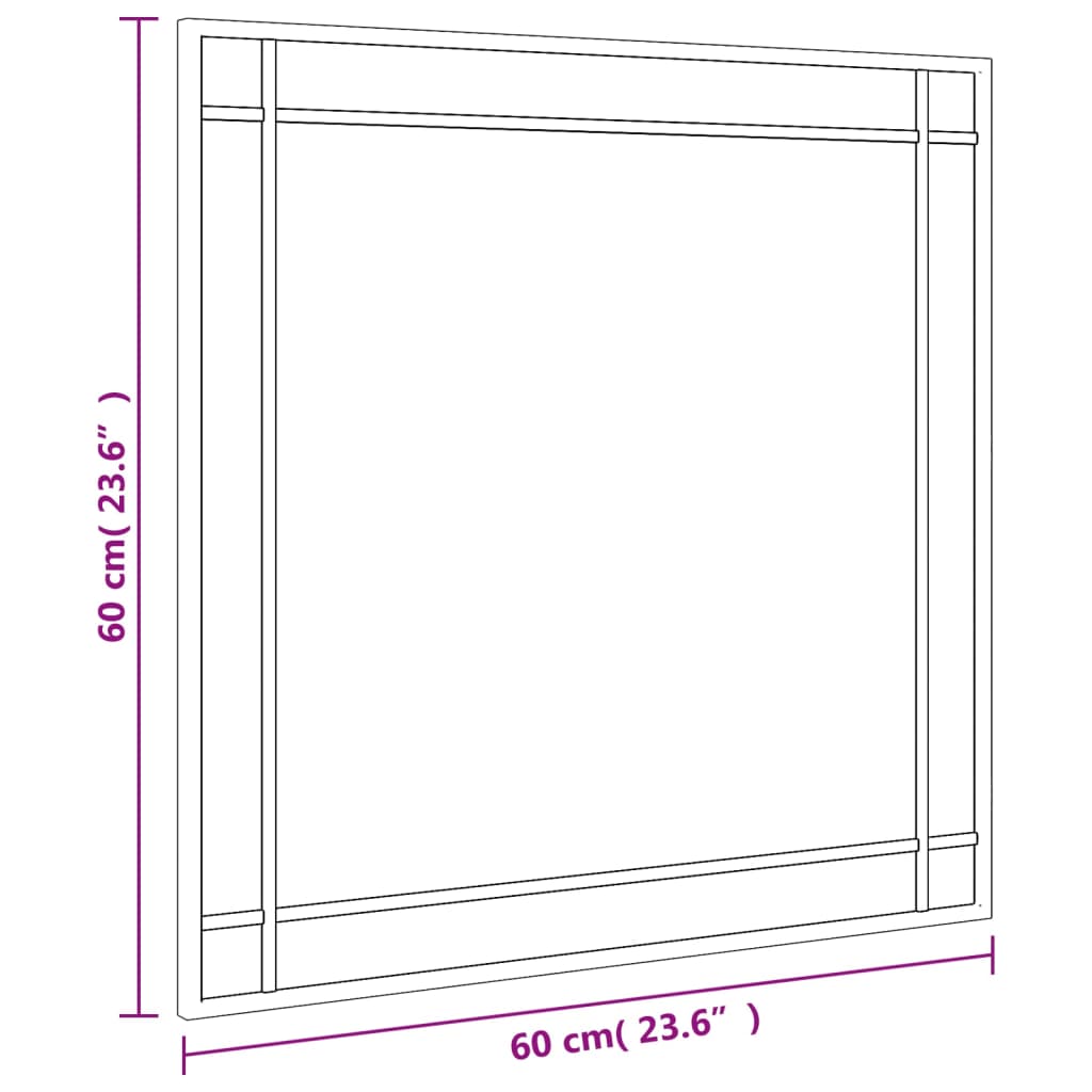 Wandspiegel vierkant 60x60 cm ijzer zwart - AllerleiShop