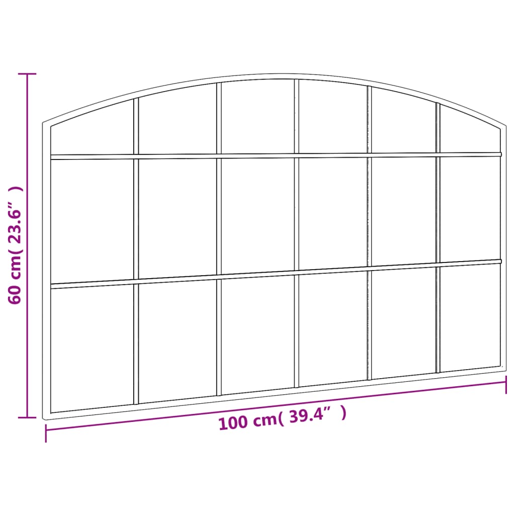 Wandspiegel boog 100x60 cm ijzer zwart - AllerleiShop