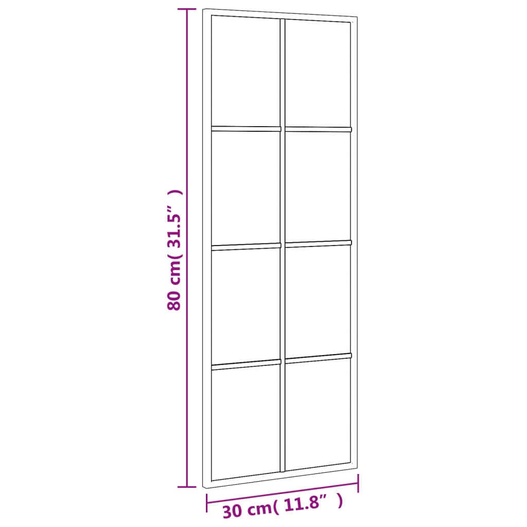 Wandspiegel rechthoekig 30x80 cm ijzer zwart - AllerleiShop