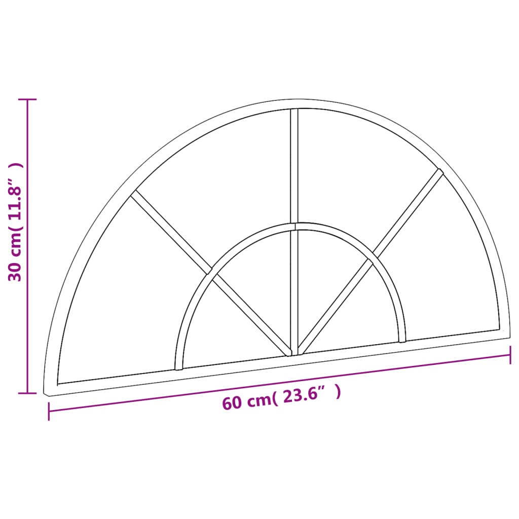 Wandspiegel boog 60x30 cm ijzer zwart - AllerleiShop