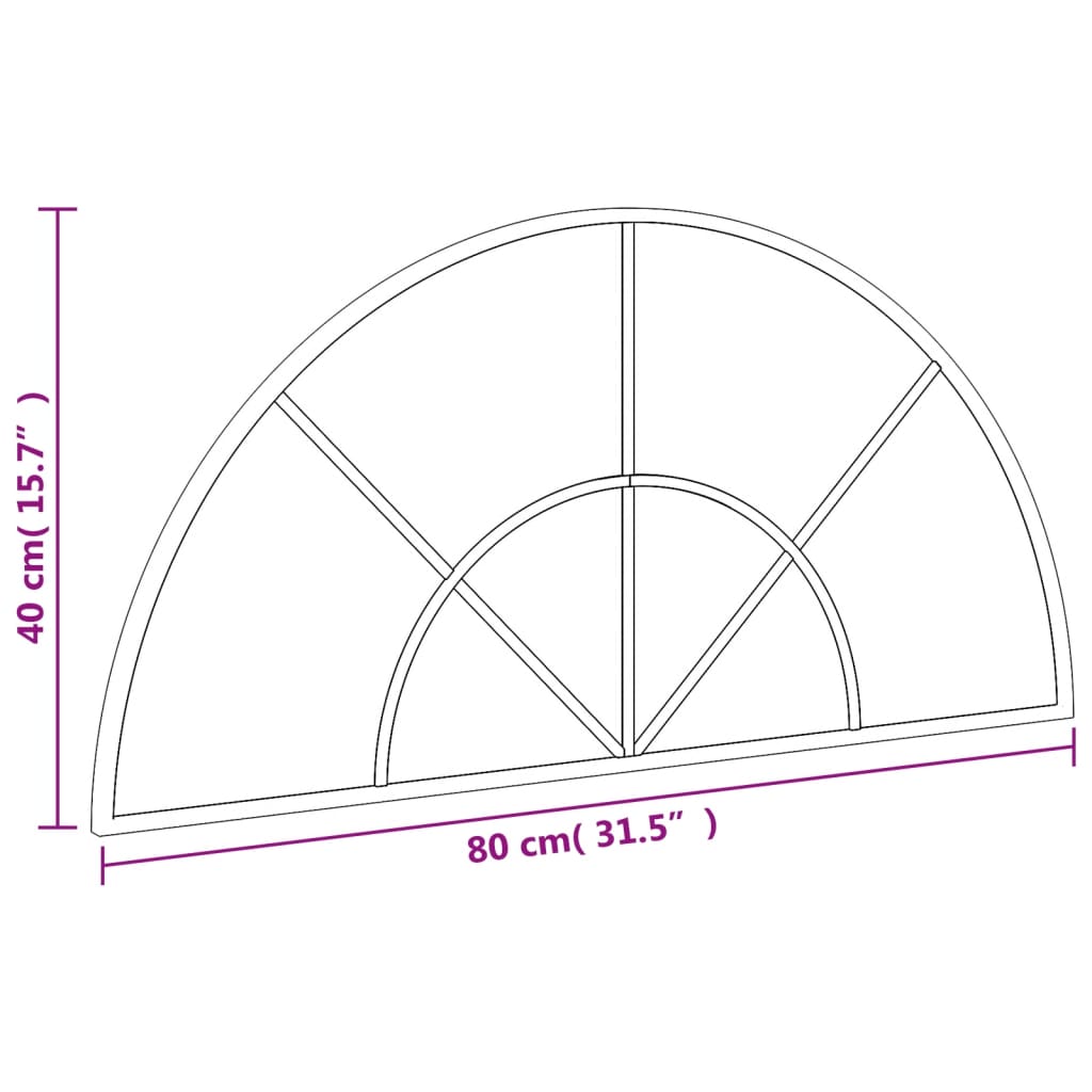 Wandspiegel boog 80x40 cm ijzer zwart - AllerleiShop