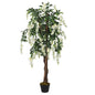 Kunstplant wisteria 1260 bladeren 180 cm groen en wit - AllerleiShop