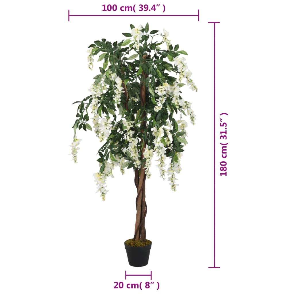 Kunstplant wisteria 1260 bladeren 180 cm groen en wit - AllerleiShop